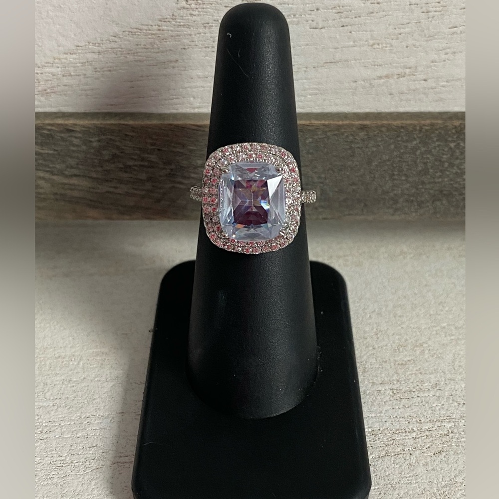 Sz 6 look of Aquamarine Fashion Ring